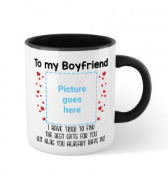 US - To my boyfriend Custom text and photo mug
