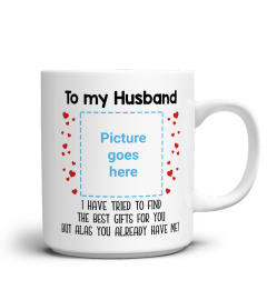 US - To my Husband Custom text and photo mug