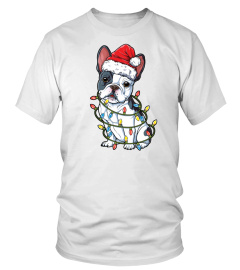 French Bulldog Christmas Shirt Santa Hat Xmas Lights Boys Essential TShirt942