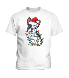 French Bulldog Christmas Shirt Santa Hat Xmas Lights Boys Essential TShirt942