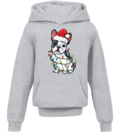 French Bulldog Christmas Shirt Santa Hat Xmas Lights Boys Essential TShirt942