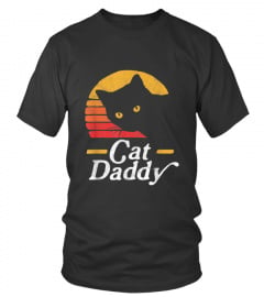 Cat Daddy Vintage Eighties Style Cat Retro Distressed Shirt - Black Cats Dad Fathers Day Gift  - Gift from the Cat