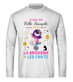 Je suis une fille simple J'aime La Broderie et Les Chats 1