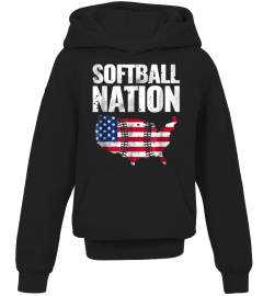 Funny Softball Nation Shirt Cute Gift Girl Mom Dad