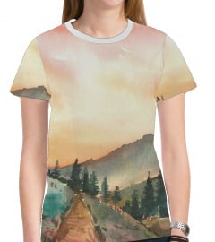 Coucher de soleil montagne t-shirt femme