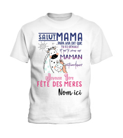 SALUT MAMAN! PAPA M'A DIT QUE tu es geniale et que tu seras une MAMAN extraordinaire Joyeuse 1ere FETE DES MERES