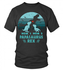 2 Names Papasaurus Rex Dinosaur Dad And Kid - Dinosaure | Custom Name FR
