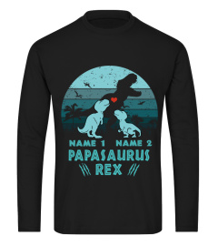 2 Names Papasaurus Rex Dinosaur Dad And Kid | Custom Name EN