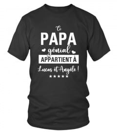 Tshirt Papa Homme personnalisé, Fête des pères cadeau, Ce Papa génial Appartient à Nom(s) de(s) l'enfant(s)