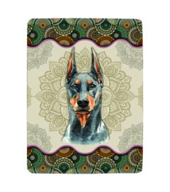 Doberman Dog Art Vintage Mandala Blanket