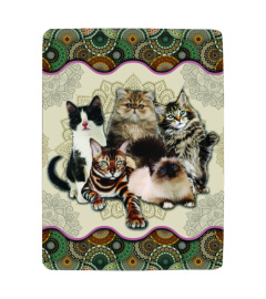 All Cat Vintage Mandala Blanket