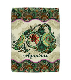 Aquarius Zodiac Vintage Mandala Blanket