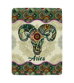 Aries Zodiac Vintage Mandala Blanket