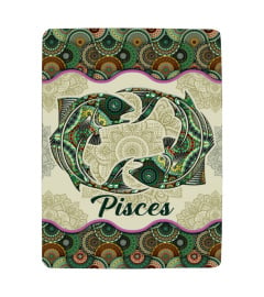 Pisces Zodiac Vintage Mandala Blanket