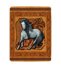 Gray Horse Leather Embossed Blanket