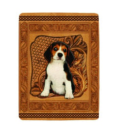 Beagle Dog Leather Embossed Blanket