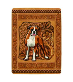 Boxer Dog Leather Embossed Blanket