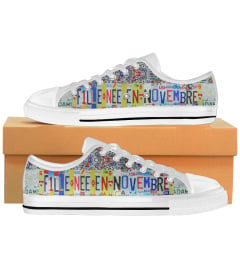 Fille Née En Novembre License Plates Low Top