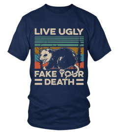 Live Ugly Fake Your Death Unisex T-Shirt - Raccoon Design Shirt - Opossum Lover T-shirt For Mom, Dad, Kids, Wife