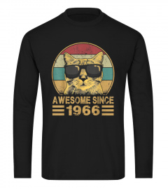 Awesome Since 1966 55th Birthday Gift Cat Lover T-Shirt