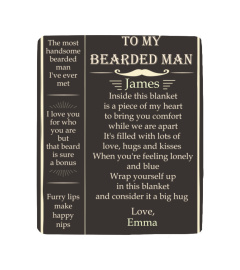 Sherpa Fleece Blanket - Beard - To My Beard Man - Love, Hugs And Kisses