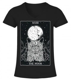The Moon and Cat - Tarot Card Halloween Gothic Horror Moon T-Shirt