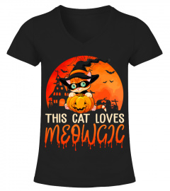 Halloween This Cat Loves Meowgic Scary Witch Pumpkin Costume T-Shirt