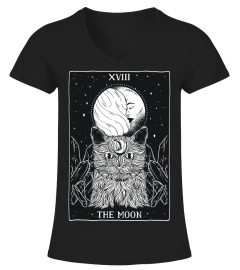 The Moon and Cat - Tarot Card Halloween Gothic Horror Moon T-Shirt