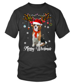 merry woofmas beagle reindeer christmas dog 