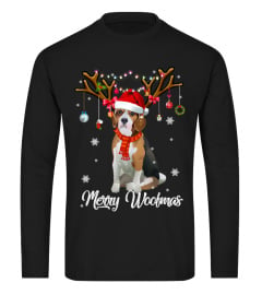 merry woofmas beagle reindeer christmas dog 