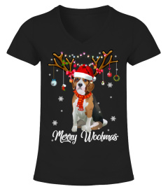 merry woofmas beagle reindeer christmas dog 