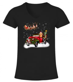 Golden Retriever Dog Christmas Driving Red Car Dog Light T-Shirt