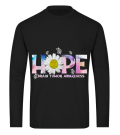 Hope Brain Tumor Awareness Sunflower Butterfly Grey Ribbon T-Shirt