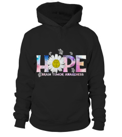 Hope Brain Tumor Awareness Sunflower Butterfly Grey Ribbon T-Shirt