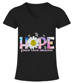 Hope Brain Tumor Awareness Sunflower Butterfly Grey Ribbon T-Shirt