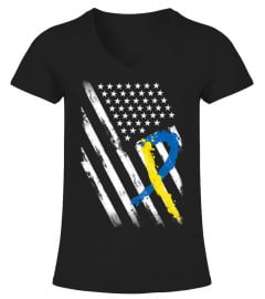 USA Flag Down Syndrome Awareness Shirt Dad Mom Down Syndrome Premium T-Shirt