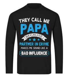 Papa Partner In Crime Shirt Grandpa Gift From Grandchildren T-Shirt