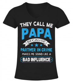 Papa Partner In Crime Shirt Grandpa Gift From Grandchildren T-Shirt