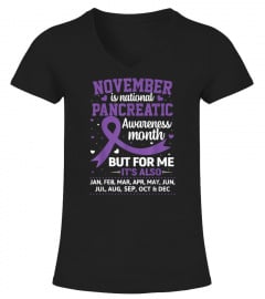 November is Pancreatic Cancer Awareness Purple Ribbon T-Shirt