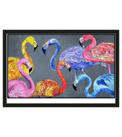 Colorful flamingo welcome to home doormat