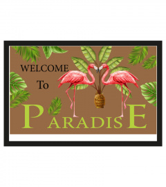 Welcome to paradise doormat, flamingo lover doormat gift