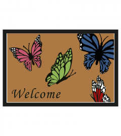 Colorful butterflies welcome mat home decor