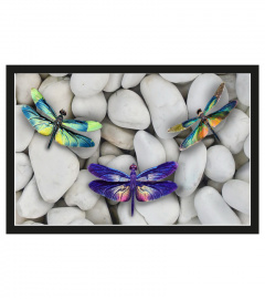 Cute butterflies in rock doormat home