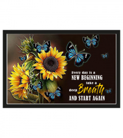 Cute sunflower and butterfly lover doormat gift