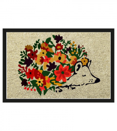 Hedgehog and beautiful flowers welcome doormat