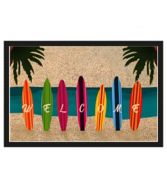Colorful kayak beach welcome doormat