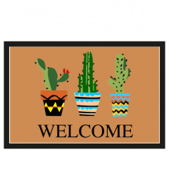 Colorful cactus welcome doormat
