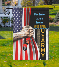US ARMY GARDEN FLAG - UPLOAD PHOTO, CUSTOM NAME