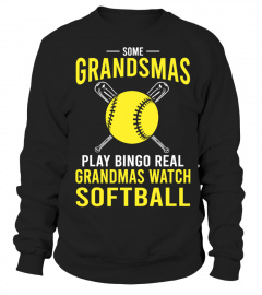 Real Grandmas Watch Softball Funny Softball Baller Catcher T-Shirt