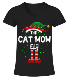 The Cat Mom Elf Family Matching Christmas Group Funny Pajama T-Shirt
